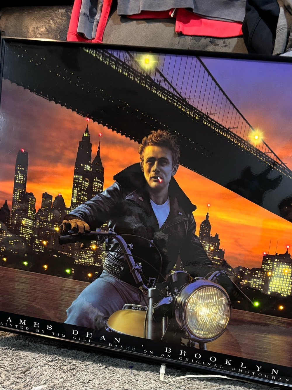James Dean Brooklyn Nights Framed Wall Art - Orange & Black